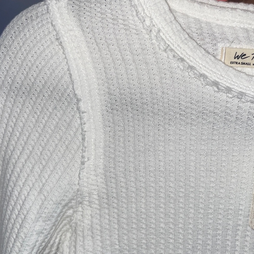 Free People We The Free Roll With It Waffle Knit Top White XS NWT - Picture 7 of 9